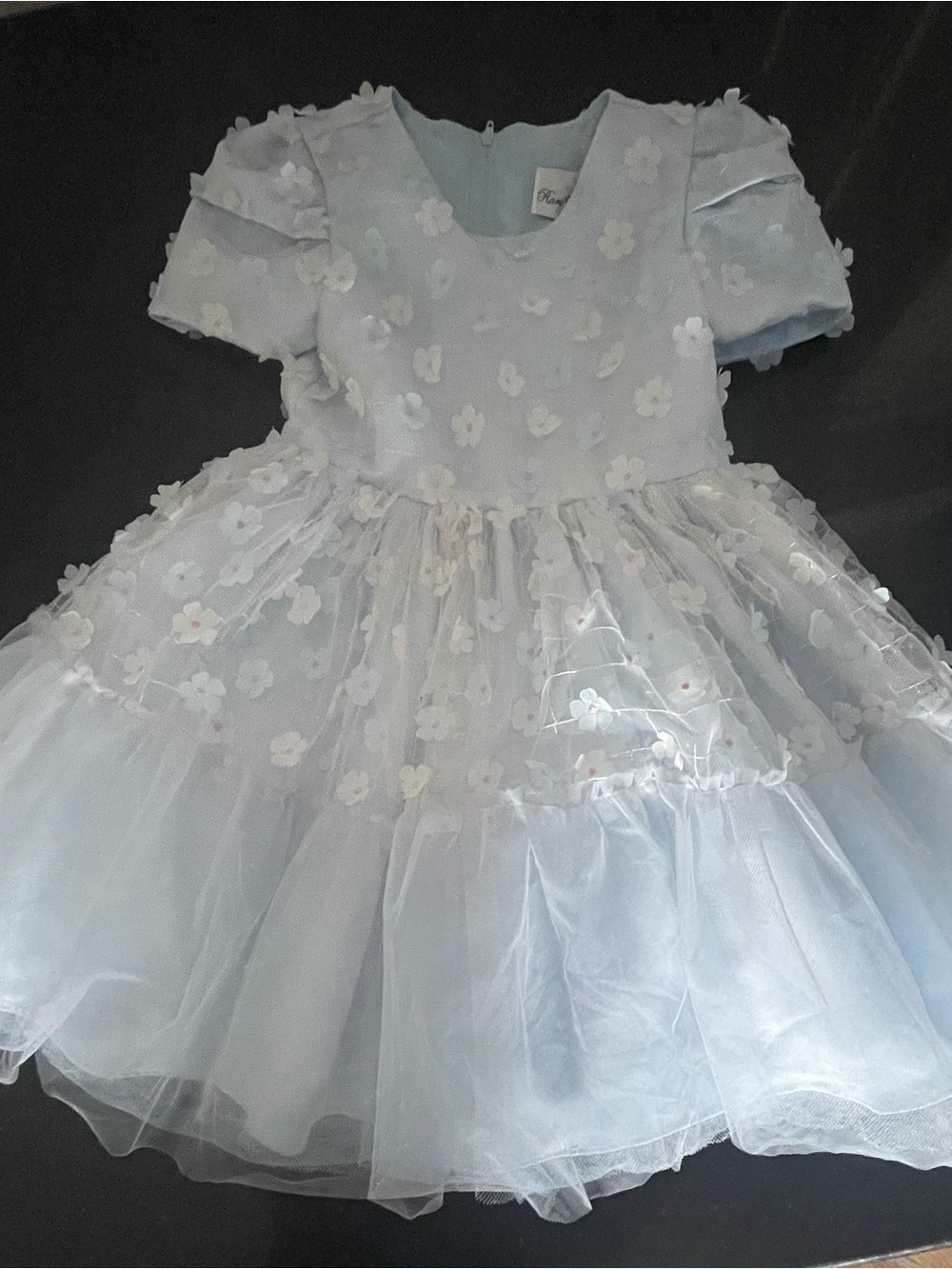 Rare Editions Pale Blue Floral Tulle Party Dress